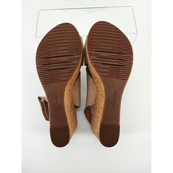 Clarks Women's Artisan Beige Slingback Cork Platform Wedge Sandals Size 8W US - Picture 7 of 8